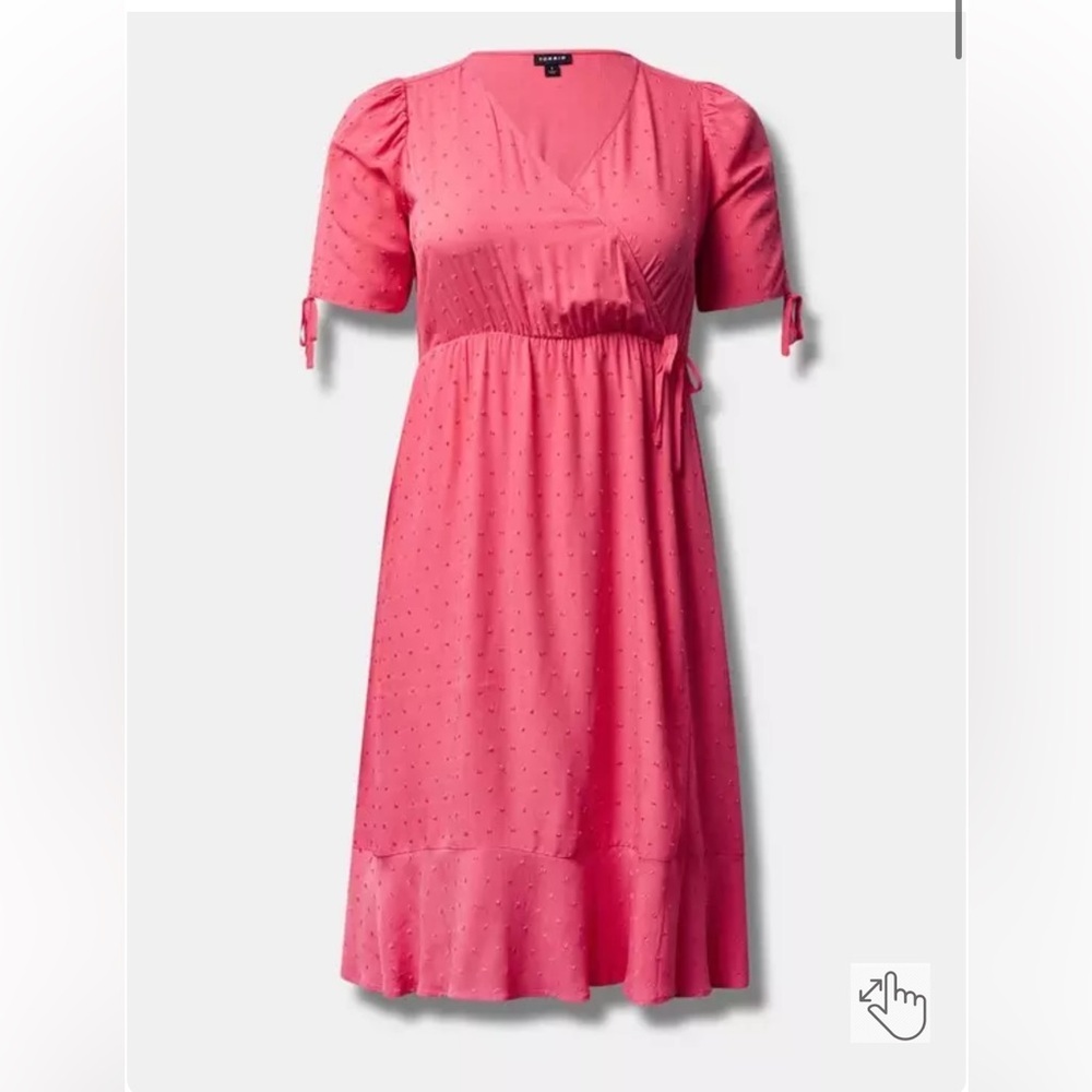 New! Torrid sz 3 Honeysuckle Midi Swiss Linen Surplice Dress 3X